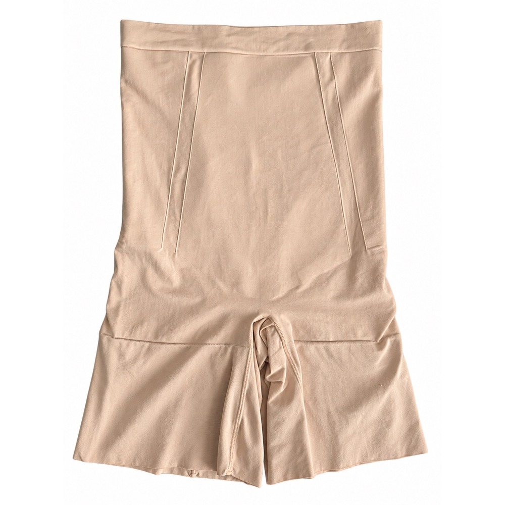 SPANX OnCore High-Waisted Mid-Thigh Shapewear Shorts Nude Beige Size Large